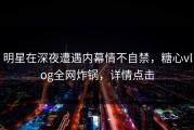 明星在深夜遭遇内幕情不自禁，糖心vlog全网炸锅，详情点击