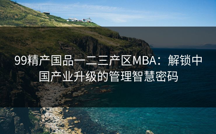 99精产国品一二三产区MBA：解锁中国产业升级的管理智慧密码